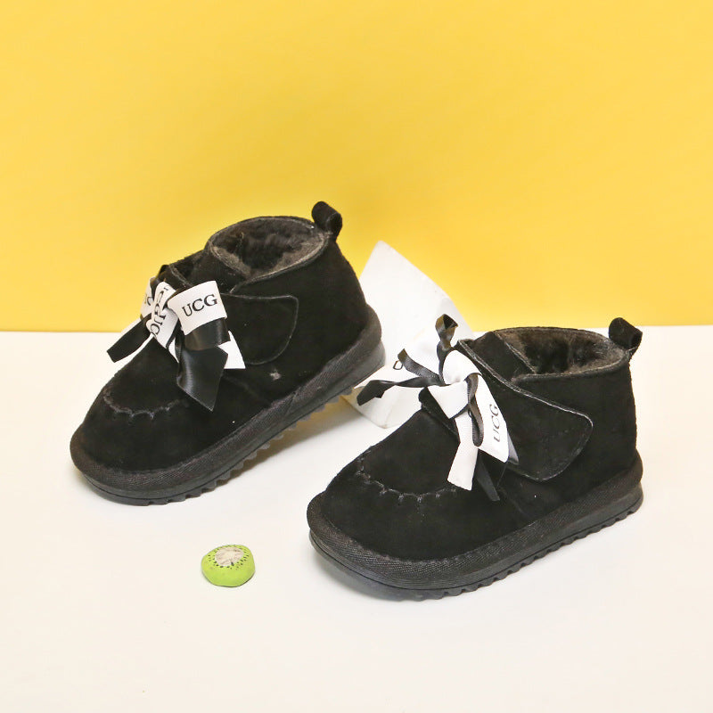 Winter Baby Girl Plush Warm Bow Shoes