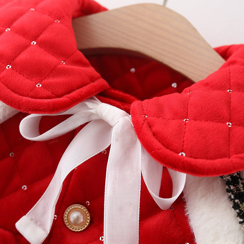 Winter Fur Collar Shawl Plaid Jacket