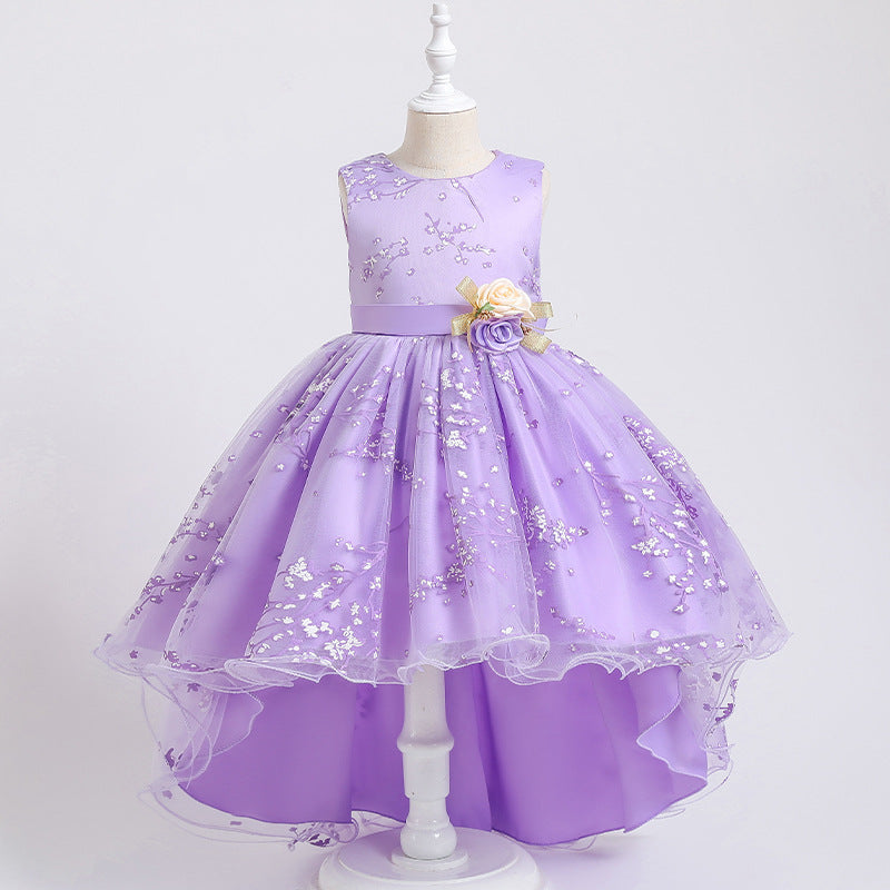 Printed Trailing Mesh Princess Dress