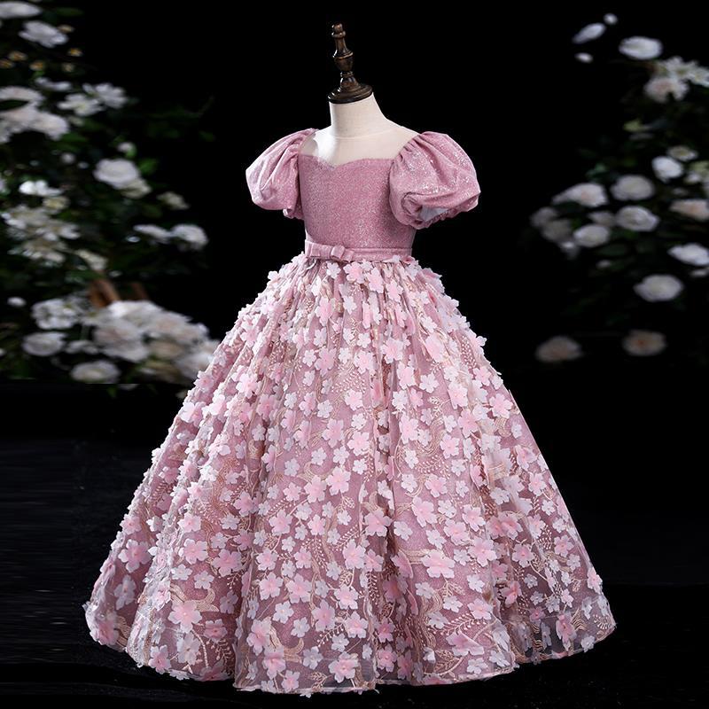 floral pink puffy dress Pink Quinceanera Dresses Ball Gown Off Shoulder 3D Flowers Puffy Sweet 15 16