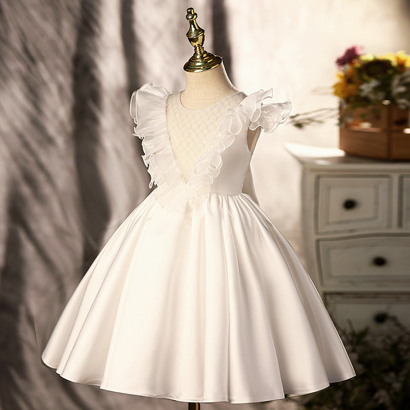 Baby Girl White Bow Christening Princess Dress