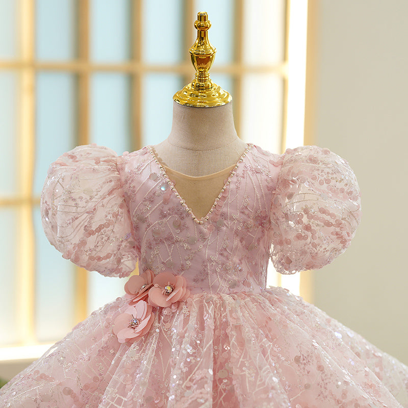 Baby Girl Birthday Party Dresses Girl Cute Sequined Puff Sleeves Formal Princess Dresses, Pink / 5-6 Years (130cm) Baby Girl Birthday Party Dresses Girl Cute Sequined Puff Sleeves Formal Princess Dresses, Pink / 5-6 Years (130cm)