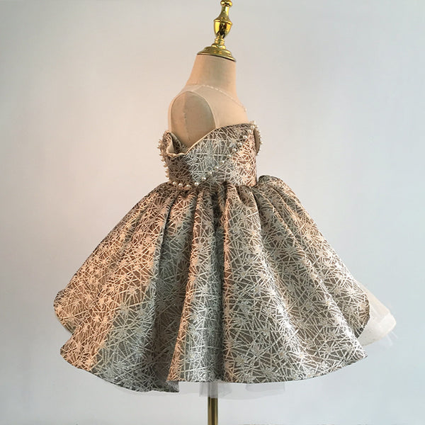 Baby Girl Formal Princess Dresses Girl Summer Vintage Fluffy Textured Birthday Party Dress