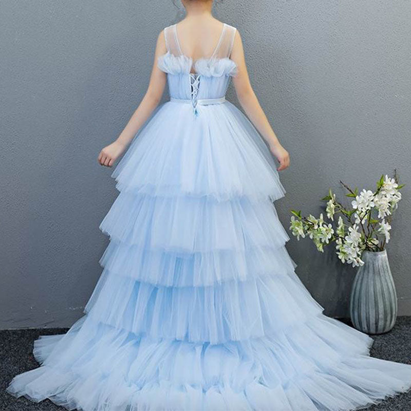 Baby Girl Dress Children Elegant Pageant Lace Birthday Princess Trailing Dress