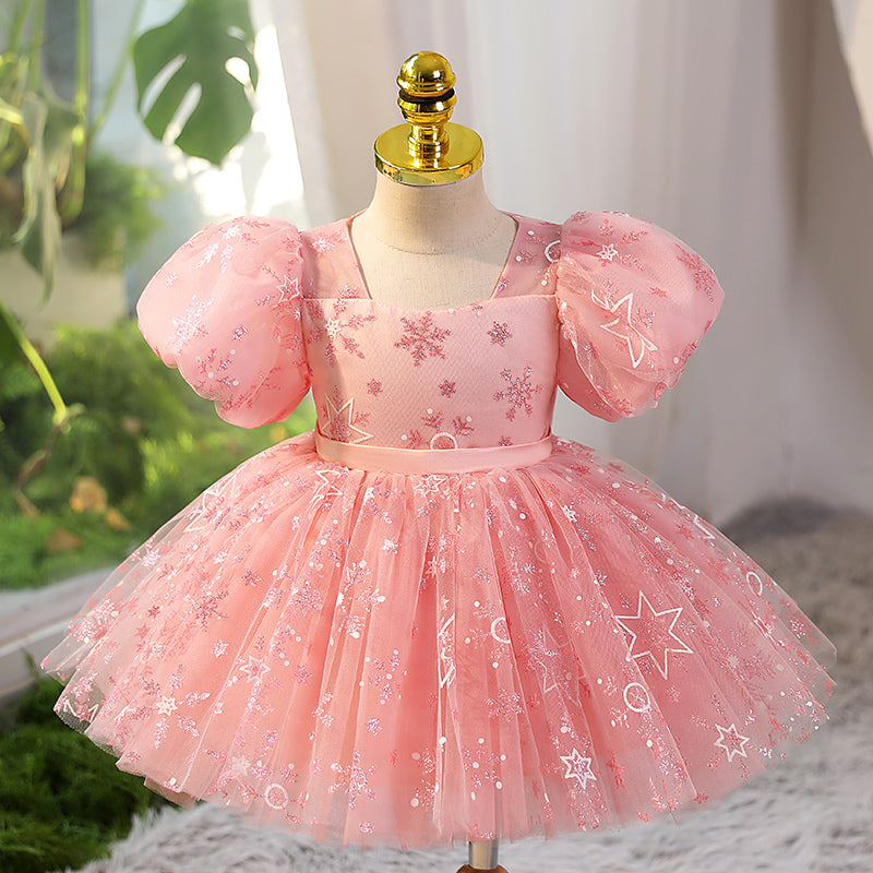 Baby Girl Star Sequins Puffy Girl Princess Dress