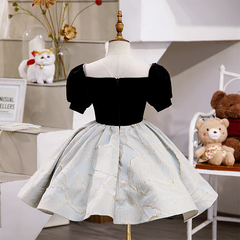 embroidered birthday dress Odeerbi Girls Birthday Party Dresseseses Toddler Net Yarn Embroidery Flowers Mesh Bowknot Gown Long Dresses Navy, Toddler Girl's, Size: 7
