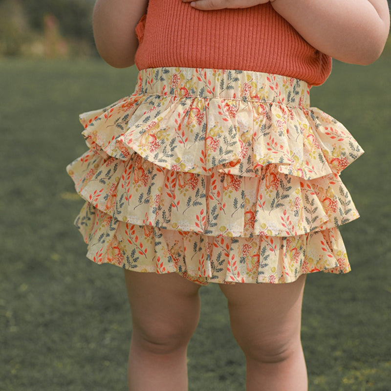 Summer Ruffled Floral Puffy Skirt