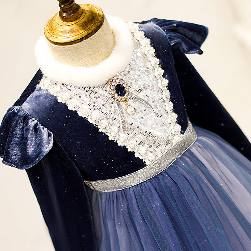 Round Neck Cute Velvet Princess Dress
