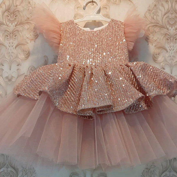 Girl Summer Lace Sequins Princess Dress Toddler Christmas Party Dress