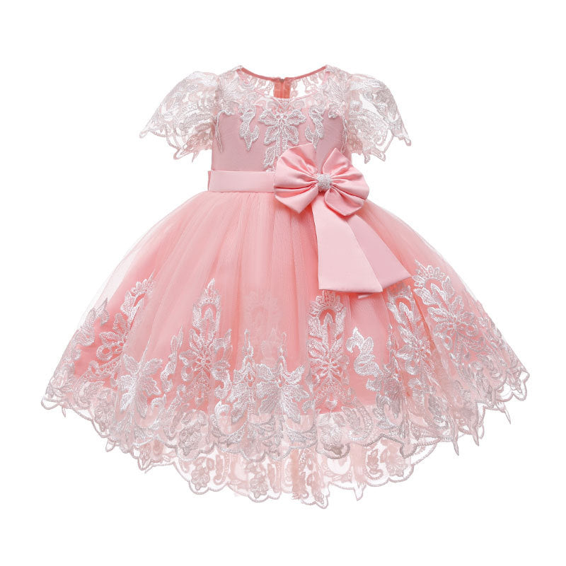 Girl Christmas Dress Baby Girl Pageant Princess Dresses Easter Dress Toddler Bow Tailing Embroidered  Puffy Prom Dress