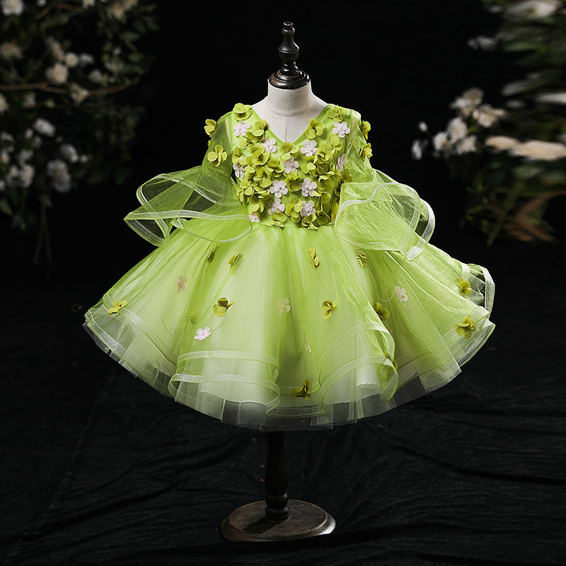 Baby Girl Summer Pageant Green Flower Girl Dress Wedding Princess Dress