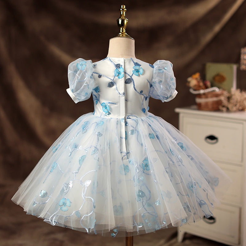 Baby Girl Dress Toddler Prom Flower Embroidery Summer Flower Printing Birthday Princess Dress