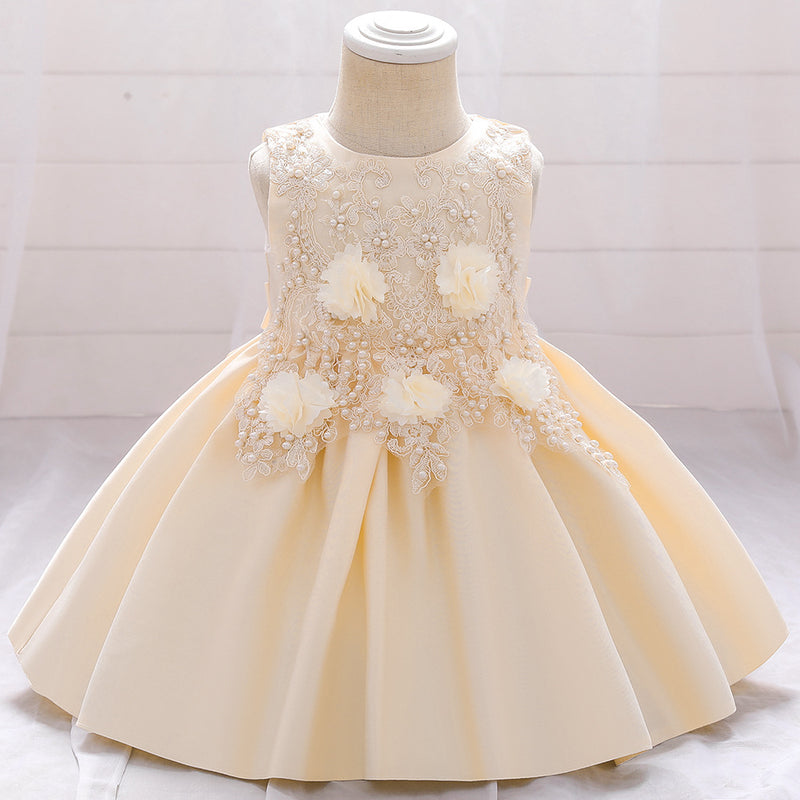 Baby Girl Birthday Party Dress Easter Dress Toddler Embroidered Texture Sleeveless Princess Dress