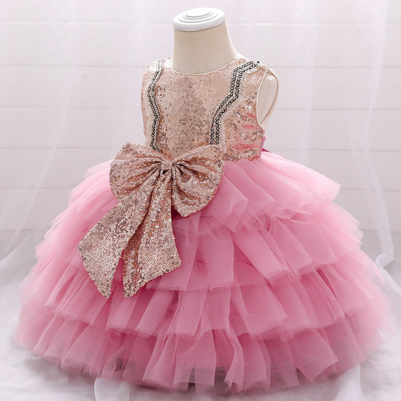 Baby Girl Birthday Party Dress Toddler Cute Bow Puffy Pageant Princess Dress