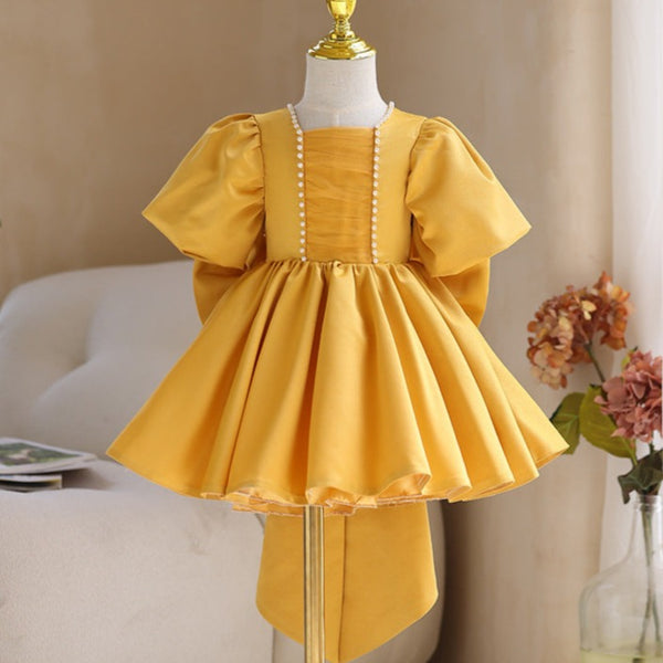 Baby Girl Dress Toddler Prom Big Bow Puffy Birthday Puff Sleeves Party Dress