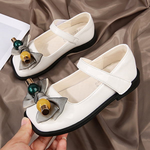 Girls Bow Flat Buckle Shoes