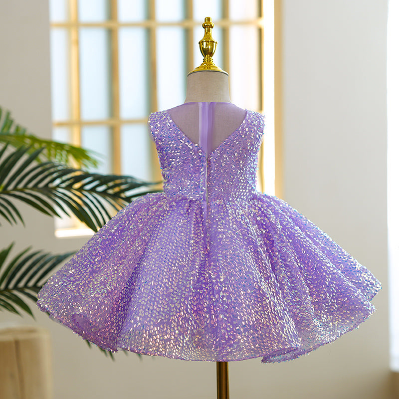 Toddler Ball Gowns Girl Summer Sleeveless Sequins Flower Girl Dress Princess Dress