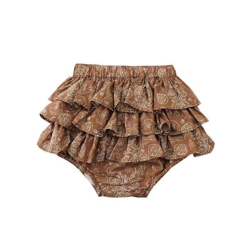 Summer Ruffled Floral Puffy Skirt