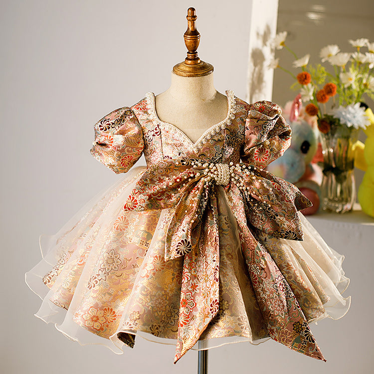 Girl Pageant Dresses Baby Girl Vintage Lolita Bow Puffy Formal Princess Dress