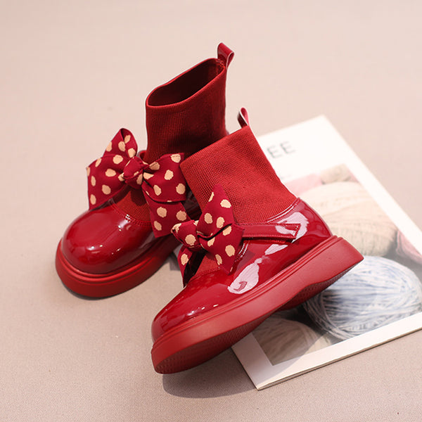 Baby Winter Princess Leather Boots Plus Velvet Red Boots