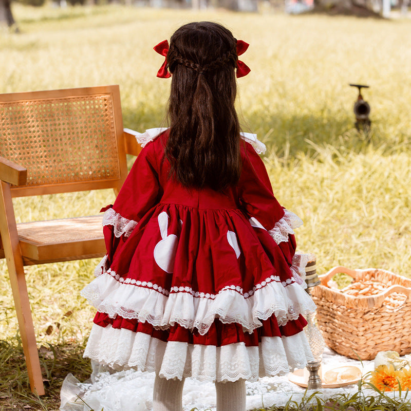 Baby Girl Dress Little Girl Vintage Long Sleeve Lolita Fluffy Party Princess Dress