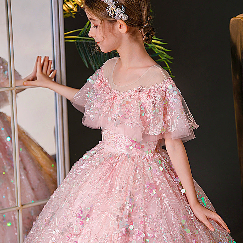 pink princess communion dresses Pink Princess Dress Tulle Birthday Party, Wedding Baby Dress, First Communion Dress, Long Girl Dress, Special Occasion, Toddler Dress