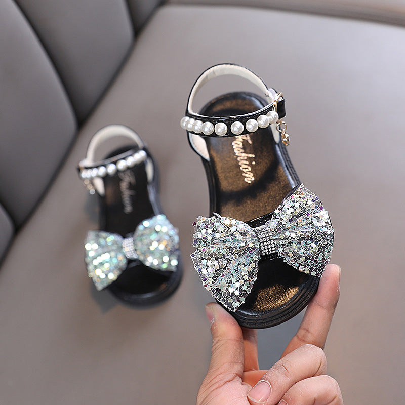 Girls Sequins Bow-knot Beach Princess Sandals