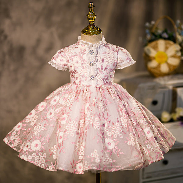 Baby Girl Birthday Party Dress Toddler Summer Pink Flower Girl Dress Formal Princess Dresses For Girls