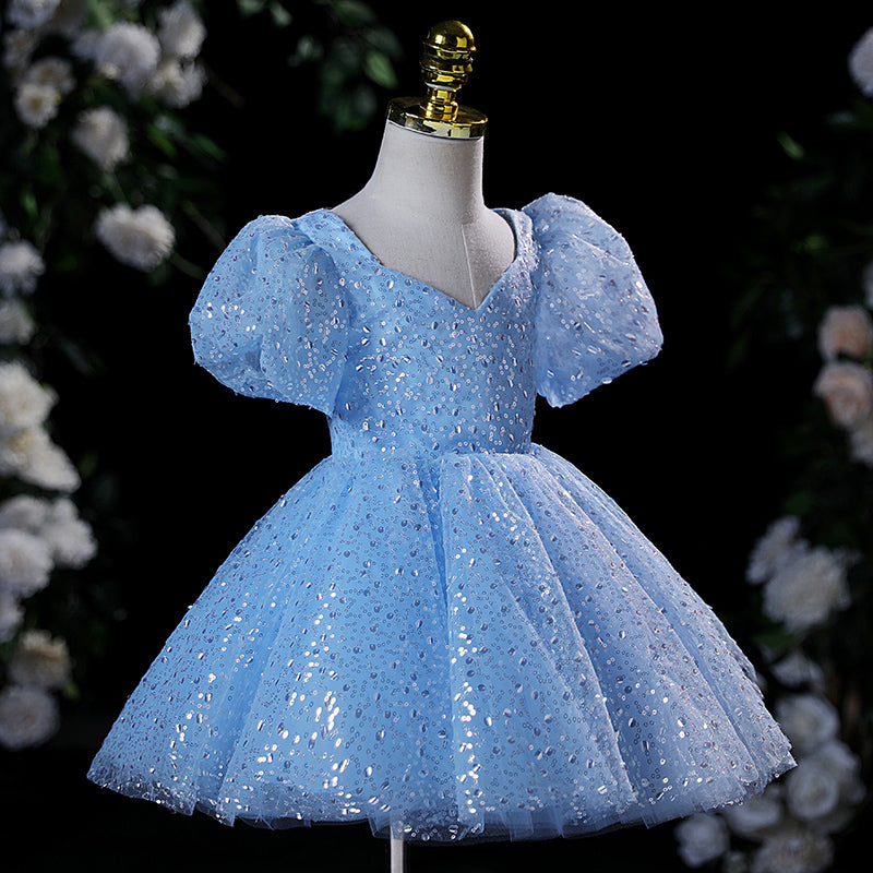 Baby Girl Dress Toddler Ball Gowns Puff Sleeves Formal Sequin Puffy Princess Dress, Blue / 4-5 Years (120cm) Baby Girl Dress Toddler Ball Gowns Puff Sleeves Formal Sequin Puffy Princess Dress, Blue / 4-5 Years (120cm)