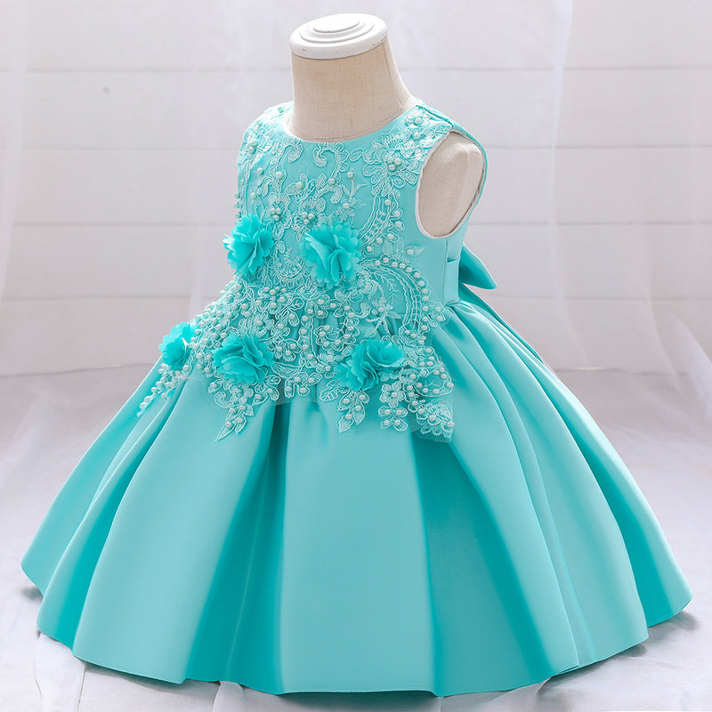 Baby Girl Birthday Party Dress Easter Dress Toddler Embroidered Texture Sleeveless Princess Dress