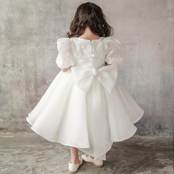 Baptism Dresses Baby Girl White Birthday Party Bow Puffy Princess Dress