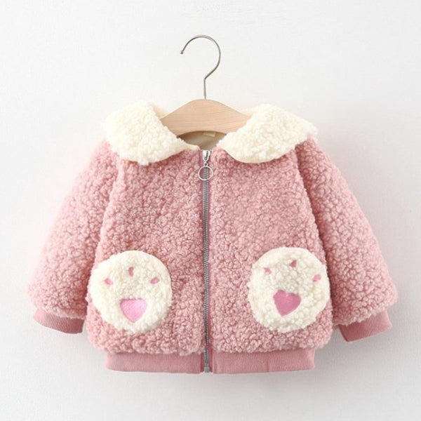 Cute Baby Zipper Rabbit Long-sleeved Wool Coat