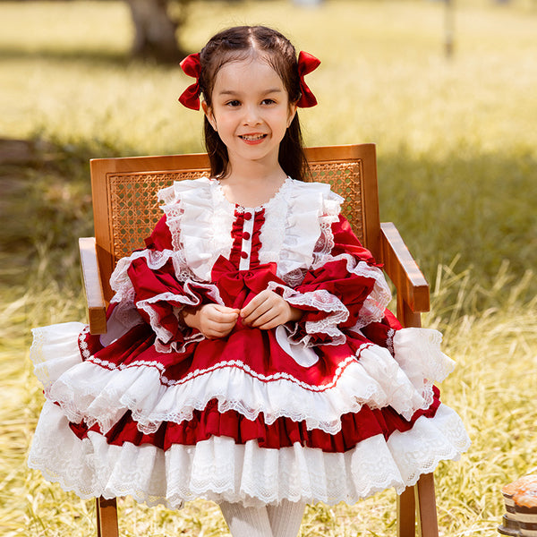Baby Girl Dress Little Girl Vintage Long Sleeve Lolita Fluffy Party Princess Dress