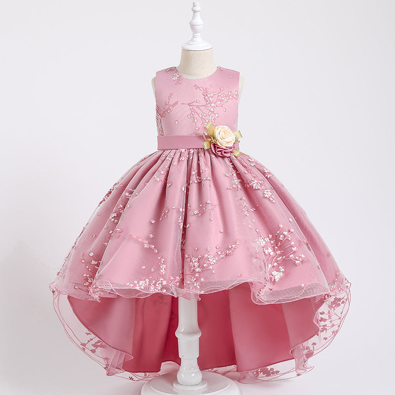 Printed Trailing Mesh Princess Dress