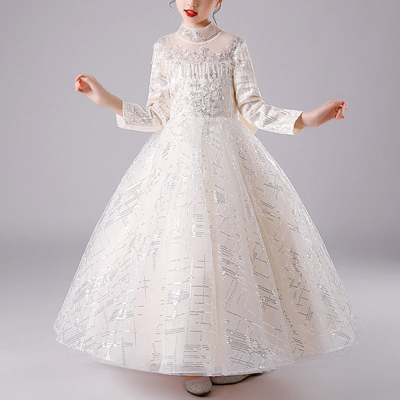 Toddler First Communion Dress Girl Elegant Long Sleeve Bow Knot Fluffy Princess Cake Pageant Dress, Champagne / 5-6 Years (130cm) Toddler First Communion Dress Girl Elegant Long Sleeve Bow Knot Fluffy Princess Cake Pageant Dress, Champagne / 5-6 Years (130cm)