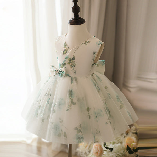 Flower Girl Dress Girl Vintage Summer Sleeveless Fluffy Flower Party Princess Dress