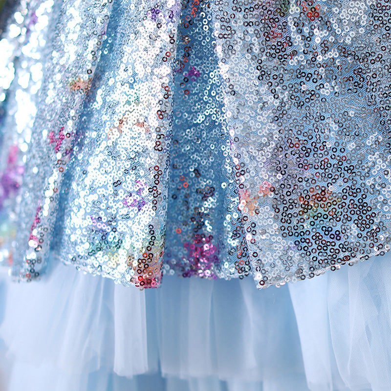 Toddler Girl Summer Gorgeous Sequins Lace Sleeveless Ball Gown Princess Dress