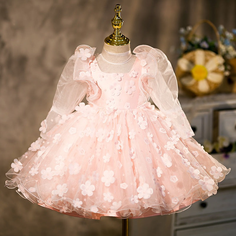 Girl Christmas Dress First Communion Dress Girls Long Sleeve Flower Girl Dress Baby Girl Formal Princess Dresses