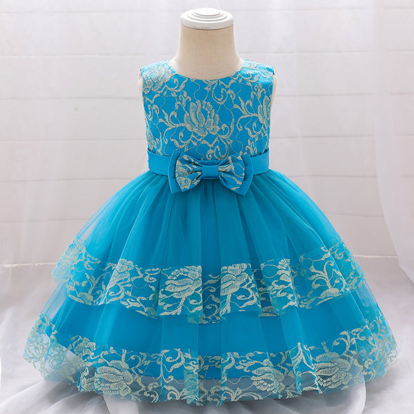 Baby Girl Birthday Party Dresses Toddler Summer Sleeveless Cute Fluffy Lace Formal Princess Dresses