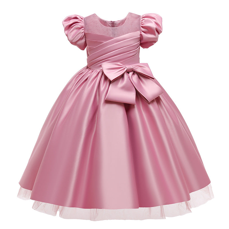 First Communion Dress Girl Elegant Big Bow Puffy Princess Formal Party Dresses