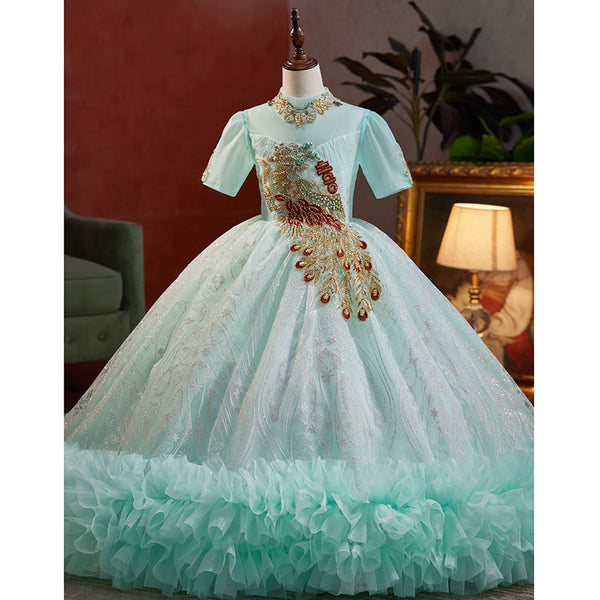 Flower Girl Dress Little Girl Fluffy Princess Dress  Communion Pageant Dress
