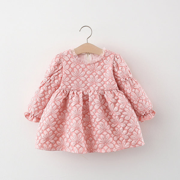 Baby Girl Cute Autumn Long Sleeve Bow Daily Princess Dress