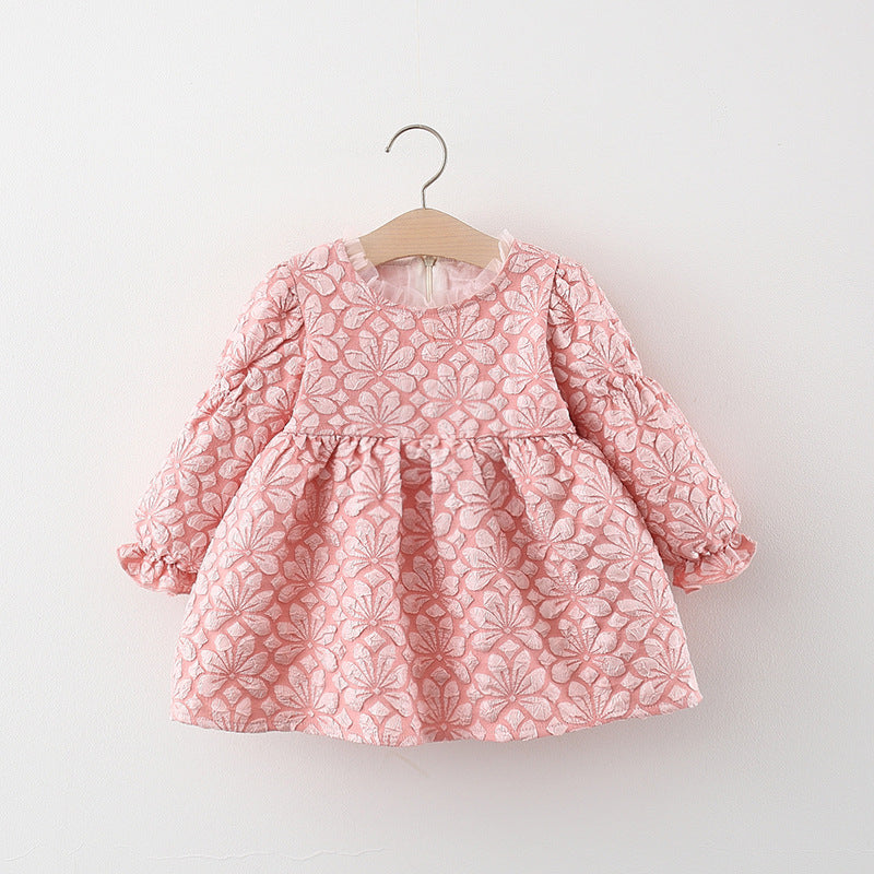 Baby Girl Cute Autumn Long Sleeve Bow Daily Princess Dress