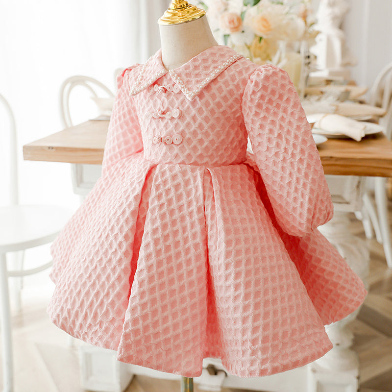 Baby Girl Dress Toddler Prom Formal Elegant Pink Bow Birthday Party Dress