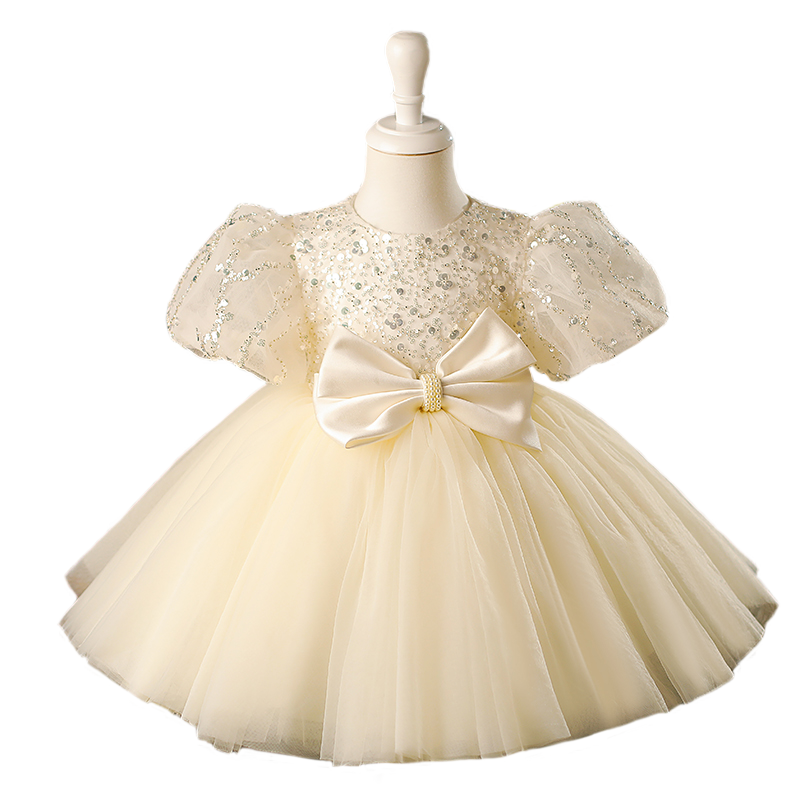 Champagne 1st Birthday Baby Girl Dress