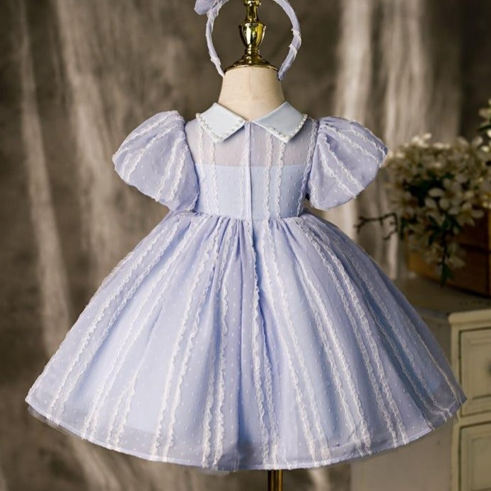 Baby Girl First Communion Dress Princess Party Dress Retro Formal Puff Sleeves Dress