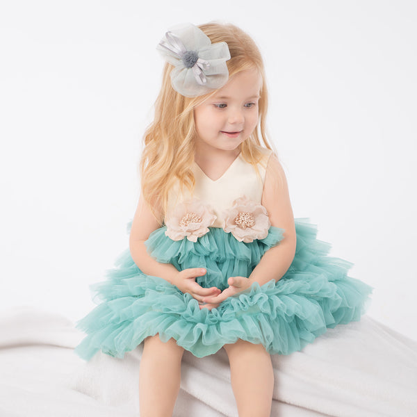 Baby Girl Birthday Party Dress Sleeveless Mesh Cake Flower Gilr Dress Princess Dress