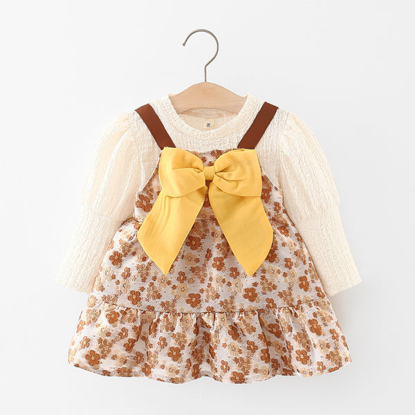 Cute Baby Girl Bow Floral Dress