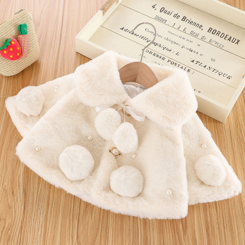 Cute Warm Baby Girls Princess Fur Cloak Coat