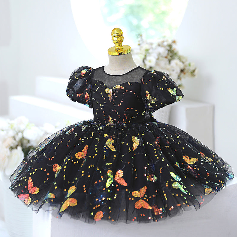 Baby Girl Formal Prom Dresses Toddler Summer Sequins Butterfly Birthday Party Dresses